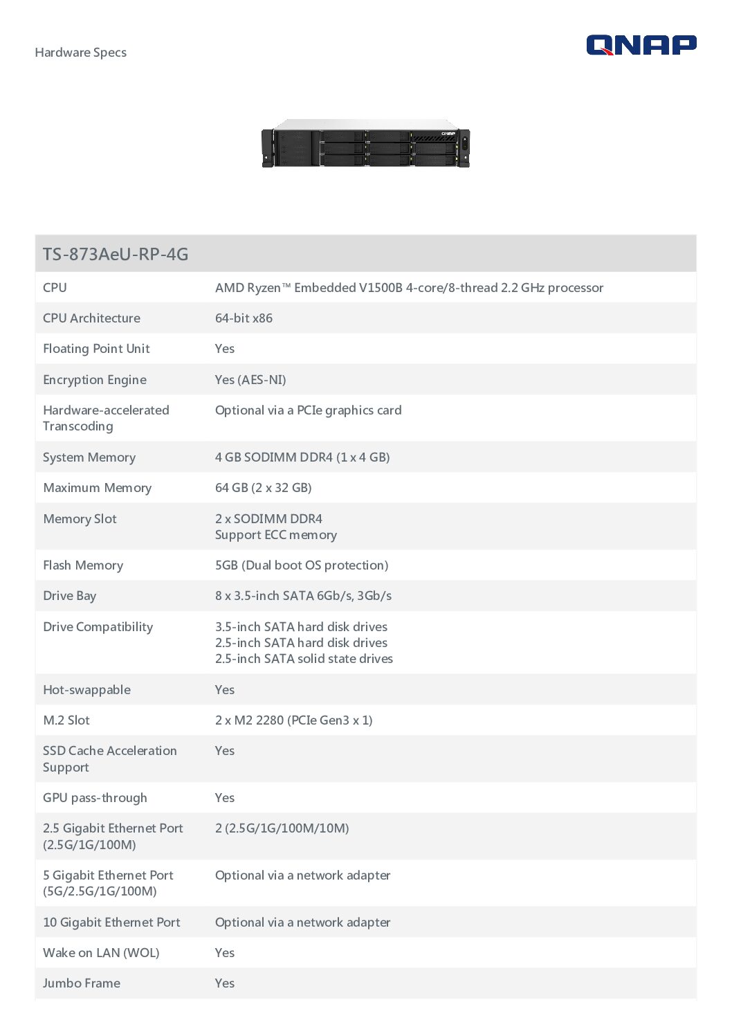 Thiết bị lưu trữ NAS QNAP TS-873AeU-RP-4G - Ảnh 7