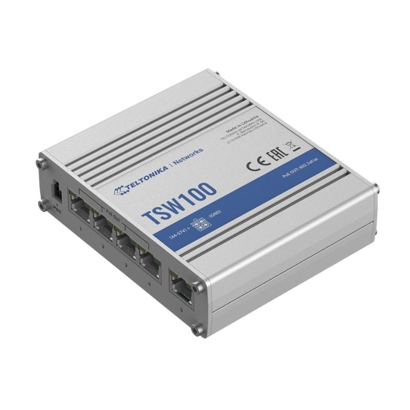 Switch PoE công nghiệp Teltonika TSW100 4 cổng PoE+ 120W | Chính Hãng